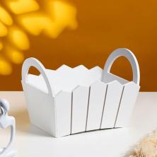 Ящик "Кашпо" с ручками 25*16*17см арт.5309142 белый