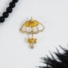 Брошь "Зонтик" со стразами 42*33мм арт.X01-1035