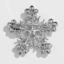 Брошь "Снежинка" 35*35мм со стразами арт.9618613 серебро