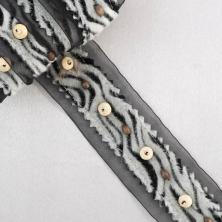 Тесьма на органзе с бусинами 40мм арт.1478 серый