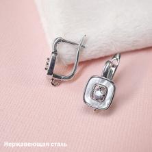 Заготовка для серег англ.застежкой со стразами нерж. сталь 18мм арт.ИВ-935 никель/натур.перл