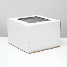 Коробка крафт для торта с окошком 30*30*19см арт.4419151 белый