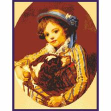 ДК-240 "Девушка с собачкой" Схема для вышивания "Домашняя коллекция" А3 180*235кл