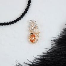 Брошь "Жар-птица" со стразами 50*25мм арт.X01-1090
