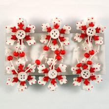 Прищепки "Снежинка" 35*7мм арт.1121 белый/красный (6шт)