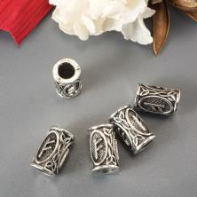 Бусины металл Руна Феху (богатство, достаток) 13*8мм арт.ИВ-558 серебро
