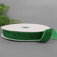 Лента бархатная с люрексом 25мм арт.SF-7317 зеленый-06