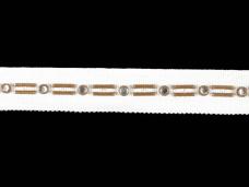 Тесьма со стразами 16мм арт.S-085-D белый/рыжий