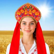 Кокошник "Красочная роспись" 54-58р арт.10334784 красный