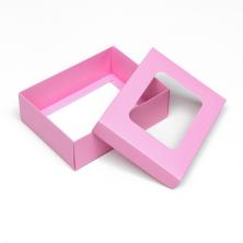 Коробка крафт с окошком 16,5*12,5*5см арт.9702432 розовый