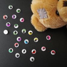 Глазки с бегающим зрачком круглые с ресничками  8мм арт.TBY ассорти