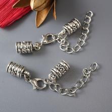 Застежка-концевик для шнуров 9мм/5мм с удлинителем арт.ИВ-851 никель