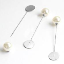 Основа для брошь-иглы 8,0см с бусиной арт.SF-2127 никель-35