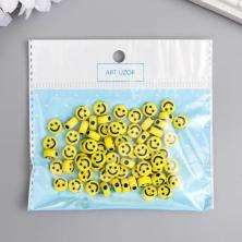 Бусины акрил 10*6мм "Смайлик" отв-е 1,5мм арт.6075033 желтый (20гр)