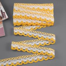 Кружево лен  25мм арт.0019/0699 белый/желтый (5,4м)