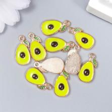 Подвеска "Авокадо" эмаль 17*10мм арт.7356055 золото/зеленый