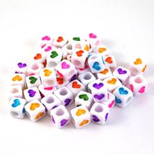 Бусины акрил "Сердечки" 6*6мм арт.ABFB-01 ассорти (50шт)
