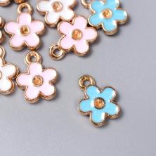Подвеска "Цветочек" эмаль 10*13мм арт.7356044 золото/микс