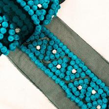 Тесьма с бусинами и стразами 90мм арт.MLS-1009