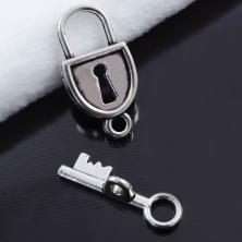 Подвеска "Замочек и ключик" 20*18мм арт.1638771 серебро (4шт)