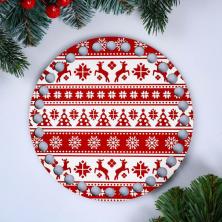 Заготовка для вязаной сумки дерево круг "Крышка. Свитер с оленями" 15см арт.5375380