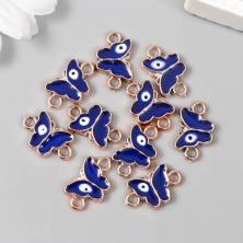 Коннектор "От сглаза" 10*12мм отв-е 3мм арт.7812443 синий/золото