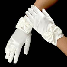 Карнавальный аксессуар перчатки атласные 22см арт.2811 с бантом