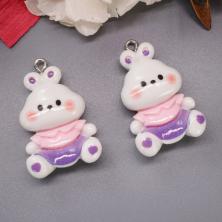 Подвеска акрил "Зайка" 20*30мм арт.ИВ-398 белый/микс