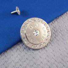 Пуговица джинсовая со стразами 28мм арт.ФУ-7617 серебро