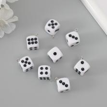 Подвеска пластик "Игральные кости" 24*14*14мм арт.10321655 черный/белый
