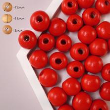 Бусины дерево 12мм арт.25-246 красный (50гр)