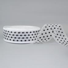 Лента капрон в горошек 25м арт.6784799 белый/черный