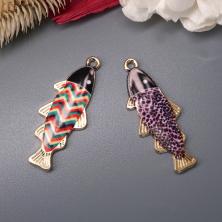 Подвеска "Рыбка" 14*35мм эмаль арт.ИВ-468 микс/золото