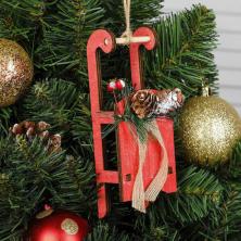 Украшение елочное "Сани" дерево 16см арт.4182331