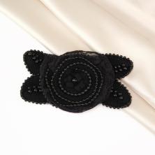 Украшение вязанное 155*80мм с бусами "Цветы" арт.CLM-0756