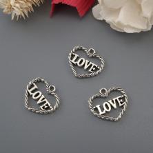 Подвеска "Сердце LOVE" 15*14мм арт.ИВ-444 серебро
