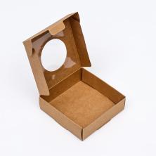 Коробка крафт с окошком 10*10*3см арт.9912416