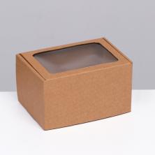 Коробка крафт (гофра) с окошком 17*12*10см арт.9459216