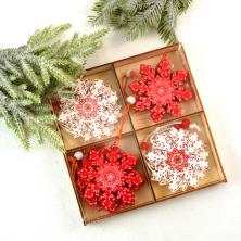 Декор дерево "Снежинка" 60*60мм арт.677-680 (12шт)