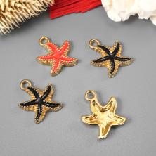 Подвеска "Морская звезда" 15*18мм эмаль арт.ИВ-515 микс/золото