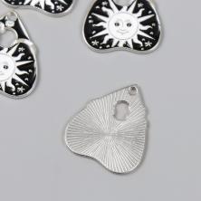 Подвеска "Солнце" 26*23мм арт.10428538 серебро/черный