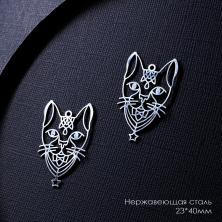 Подвеска "Кот" 23*40мм арт.ИВ-620 серебро (нерж.сталь)