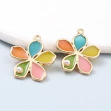 Подвеска "Цветок" 25*28мм эмаль арт.ИВ-105 микс/золото