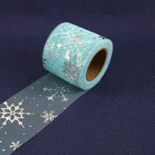Фатин мягкий  5,5см  "Снежинки" арт.SF-5812 голубой/серебро-14