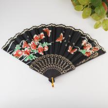 Веер пластик 24см "Цветы" арт.ФУ-11940 черный