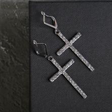 Серьги "Крестики" со стразами 45*18мм арт.4996712 серебро
