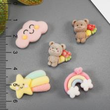 Набор кабошонов фигурок "Бархатные фигурки" арт.ФУ-11579 ассорти (5шт)