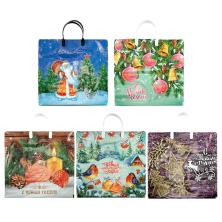 Пакет п/э с пластиковой ручкой 37*34см ассорти Новый Год