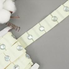 Тесьма репсовая 25мм с камнями арт.TX-112/1 молочный (от 1м)