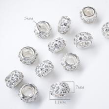 Бусины акрил 11*7мм отв. 5мм арт.102604 белый/Crystal (5шт)